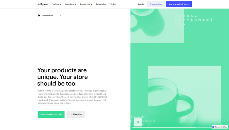 Webflow ecommerce landing page