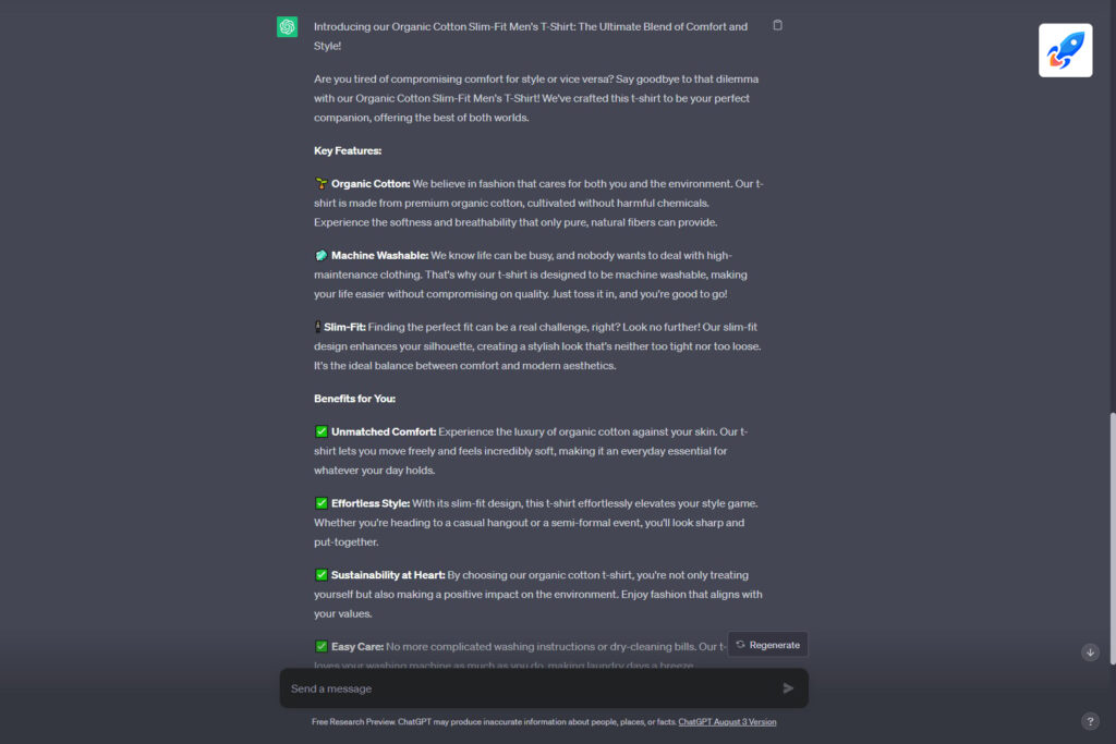 Using ChatGPT to write product descriptions