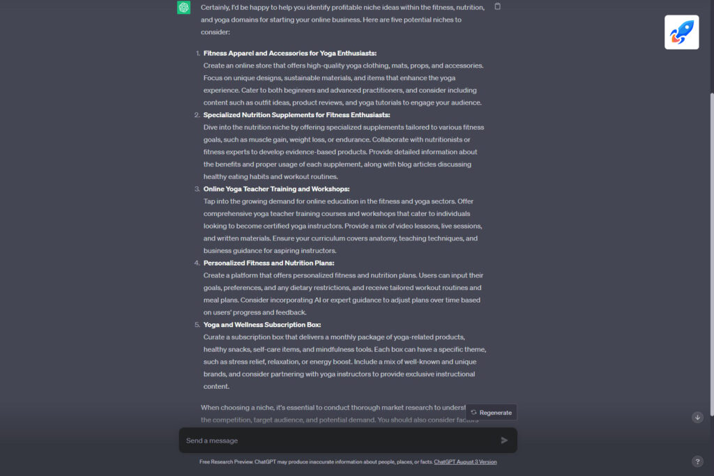 ChatGPT for ecommerce niche research