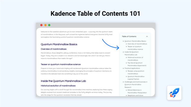kadence table of contents tutorial