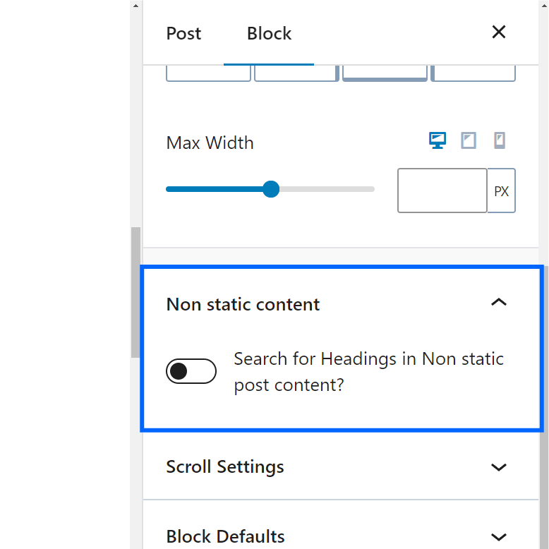 non static content settings