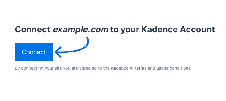 connect your site to your kadence account