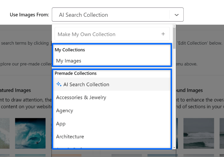 kadence ai image collection types highlighted