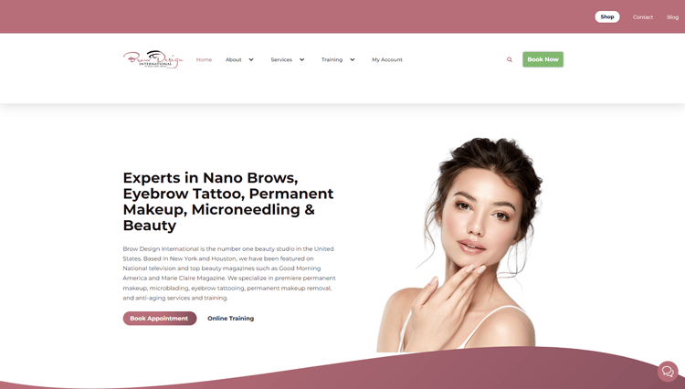 screenshot of a beauty studio site built using kadence theme alternative neve