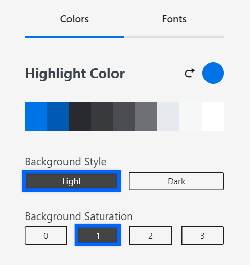 select color settings for your website