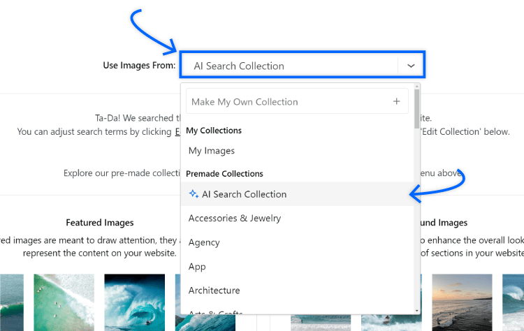 select where to use images from