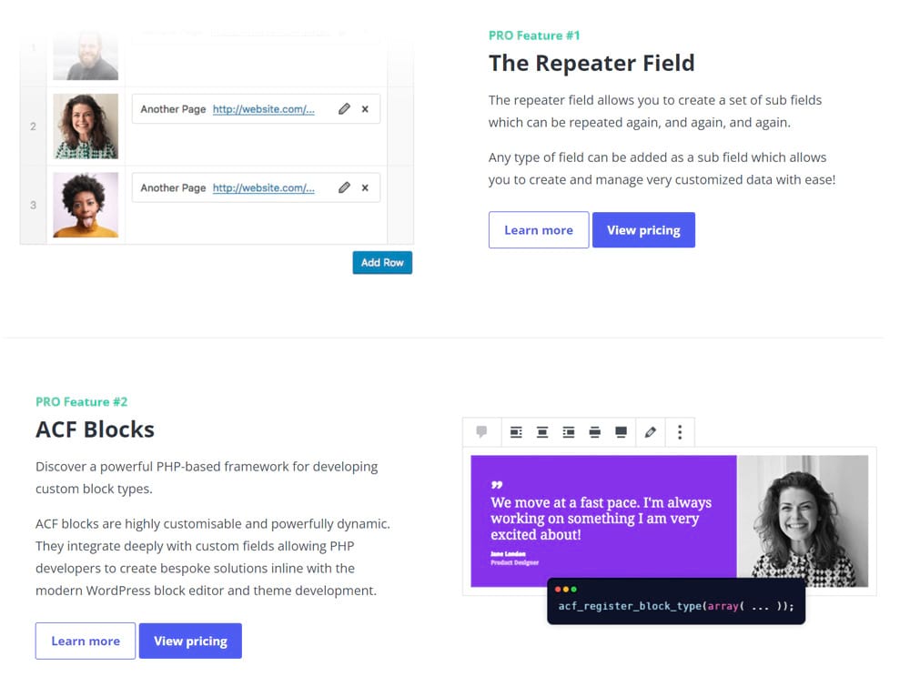 acf pro features