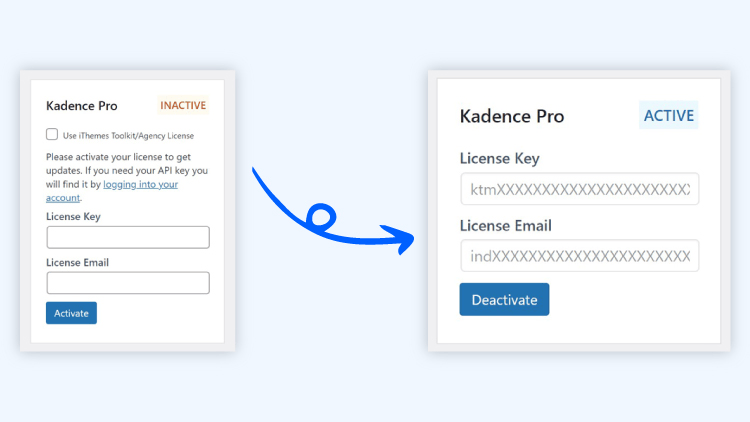 kadence theme pro license activation