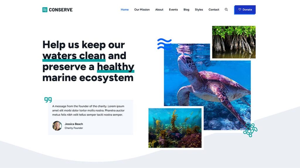 Clean water website built using elementor alternative GenerateBlocks