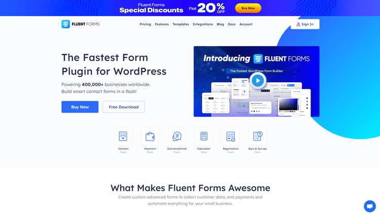 fluent forms home page