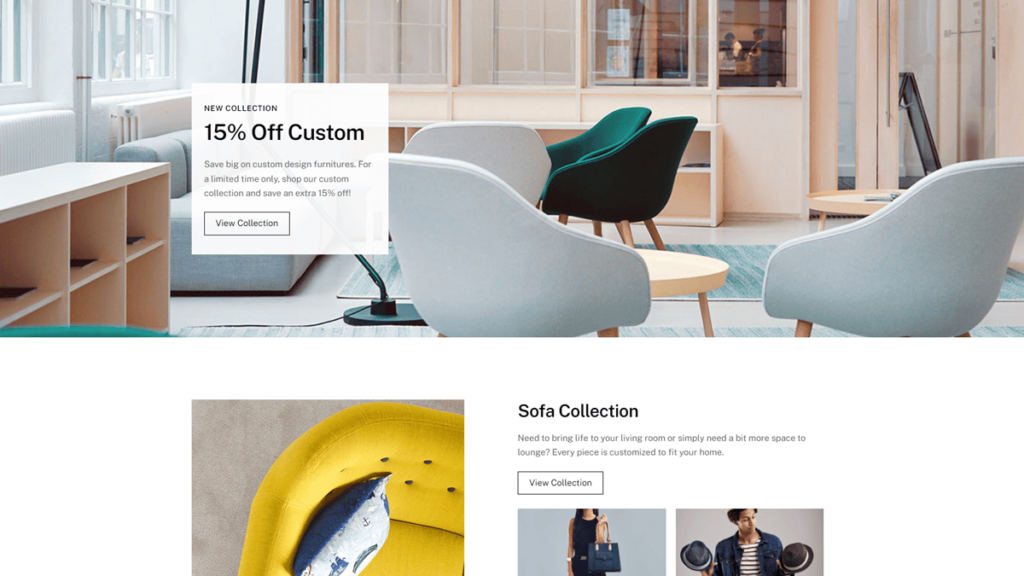 furniture store website designed with themify builder