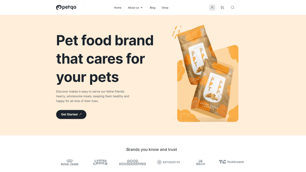pet food brand website built with brizy