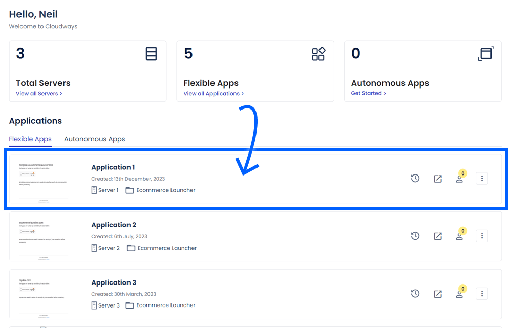 select an application