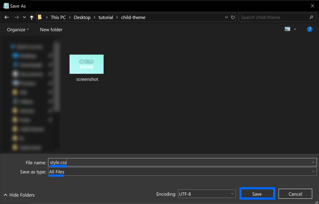 name and save stylesheet file