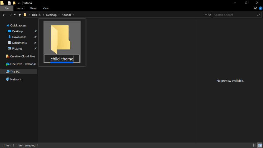 name your child theme folder