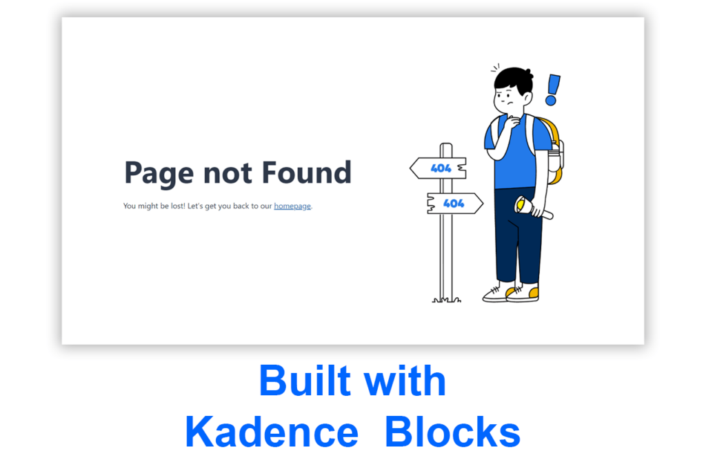 404 page template built with kadence blocks