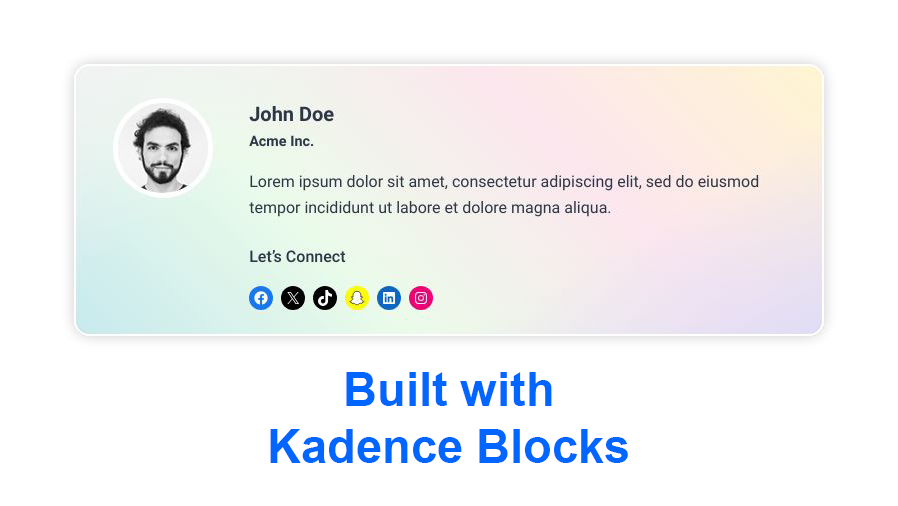 free author box built with kadence blocks