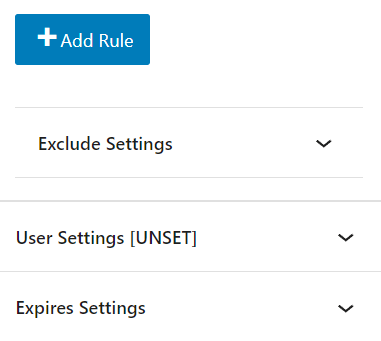 Exclude Settings, User Settings, and Expires Settings options.