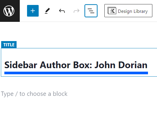 Title entered for sidebar author box.