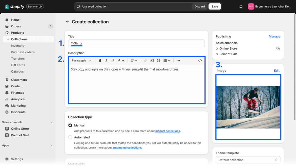 Product Title, Description, and Image added and highlighted