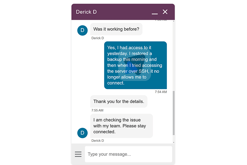 Customer support live chat