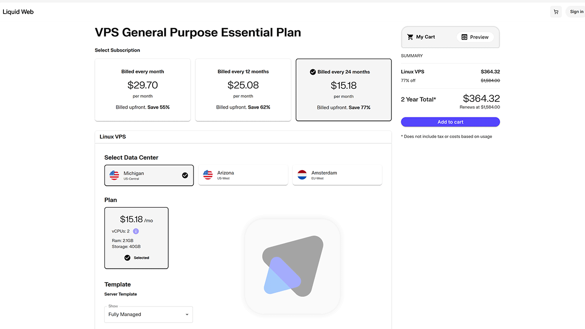 Configure hosting plan details