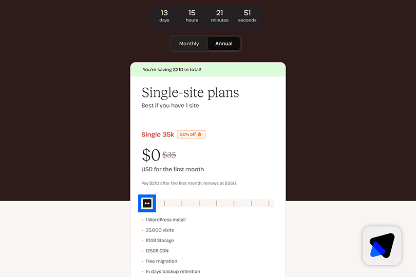 Configure Kinsta Black Friday plan limits using slider
