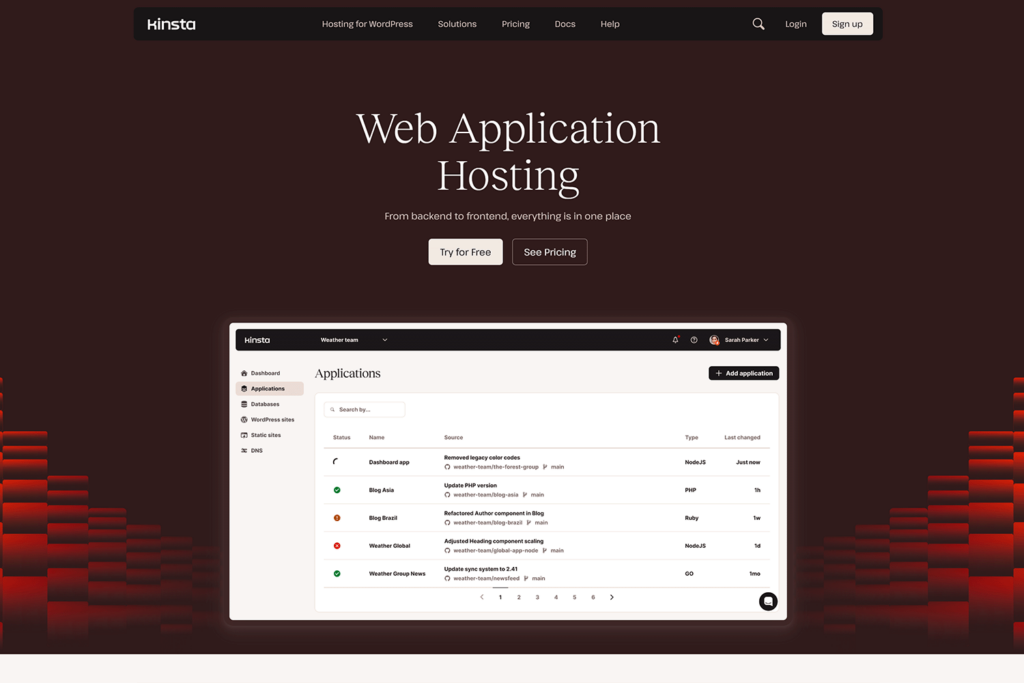 Kinsta application hosting for headless websites